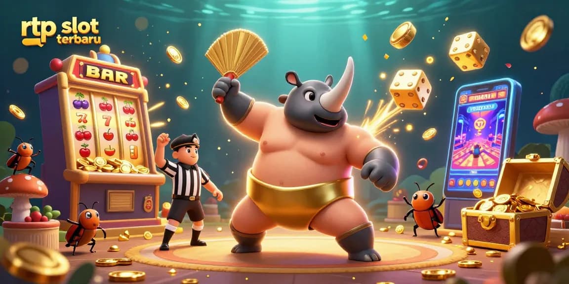 Experience the thrill of rtp slot terbaru with a vibrant 3D casino scene featuring a beetle champion and dynamic jackpot!