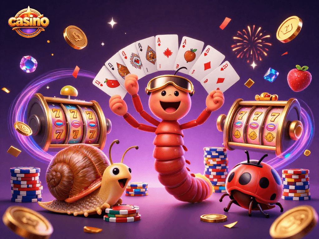 Engage in thrilling casino action with a lively animated dealer and colorful slot animations.