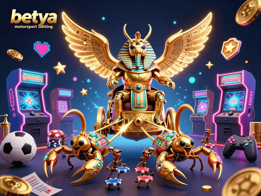 Experience betya motorsport betting excitement with a vibrant, dynamic scene featuring themed characters and game elements.