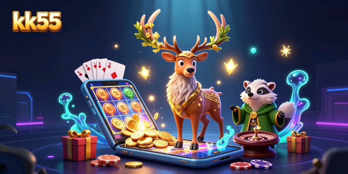 Experience thrilling slots with kk55 featuring a 3D druid scene and exciting game elements!