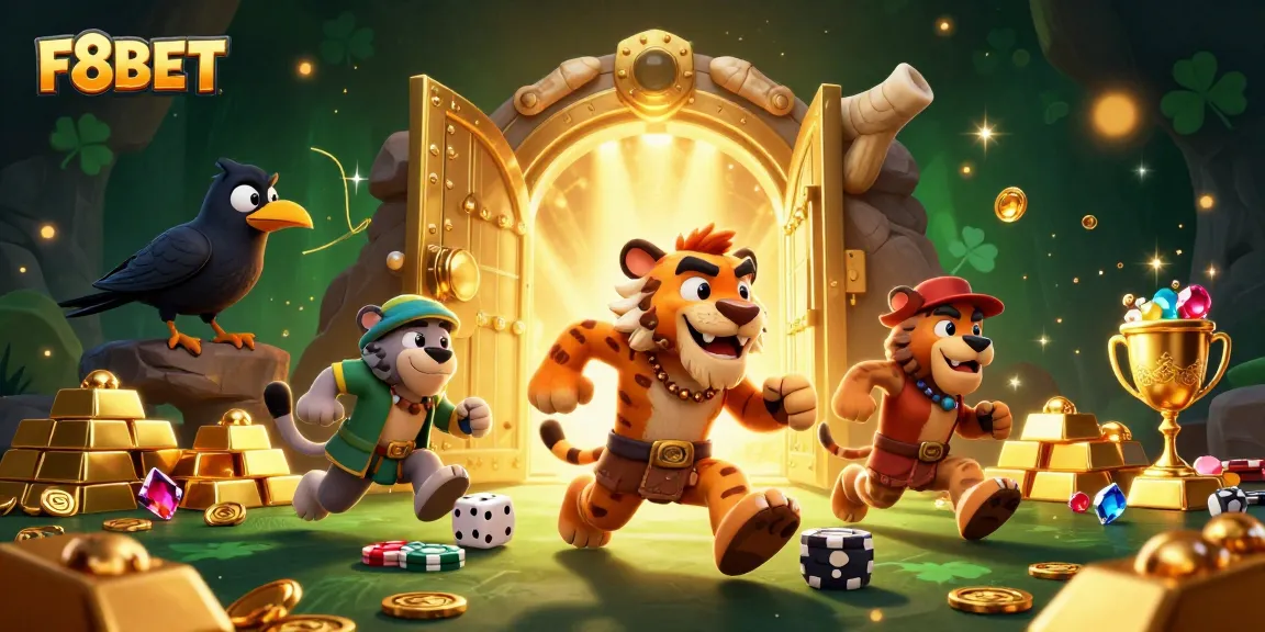 Experience the thrilling world of F8BET through a vibrant 3D illustration showcasing exciting casino activities.