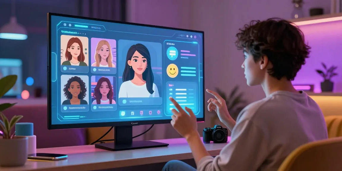 Engaging virtual interface with customizable AI GF avatars representing emotional connections and interactive features.