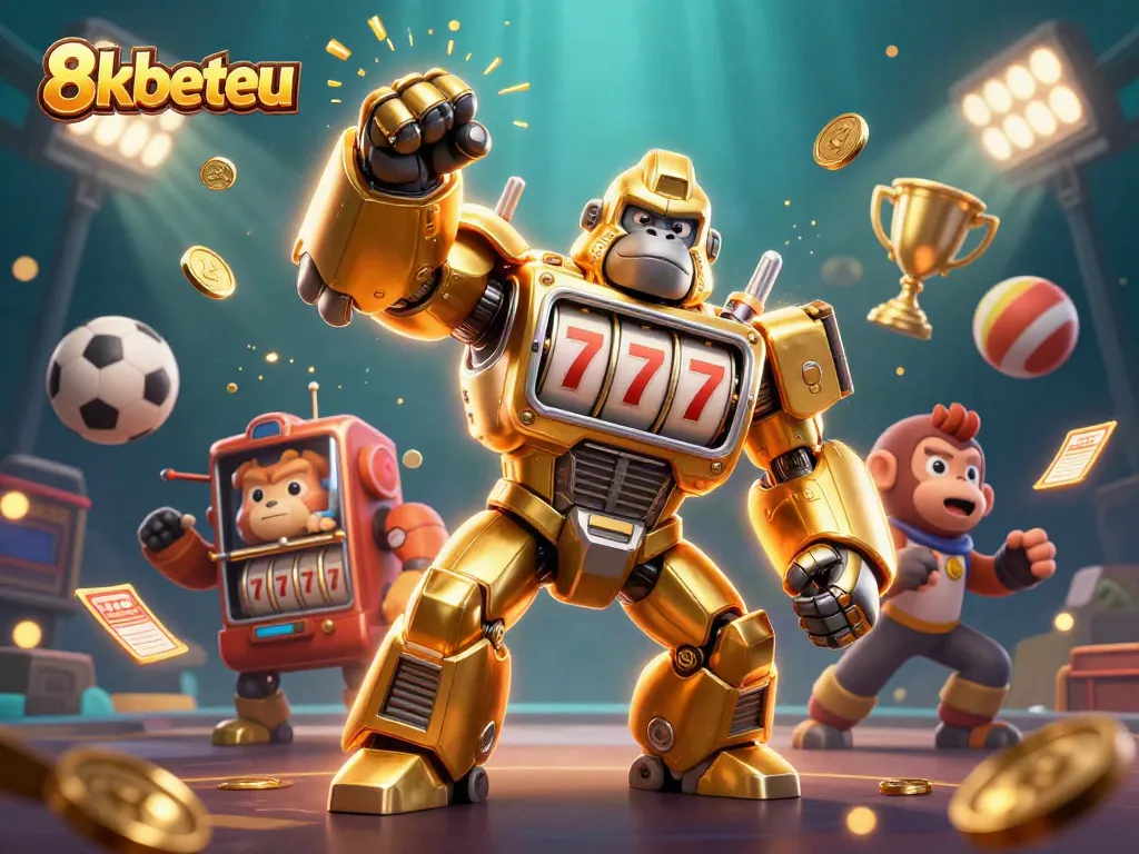Experience the excitement of 8kbeteu with a vibrant 3D illustration featuring dynamic gaming elements.
