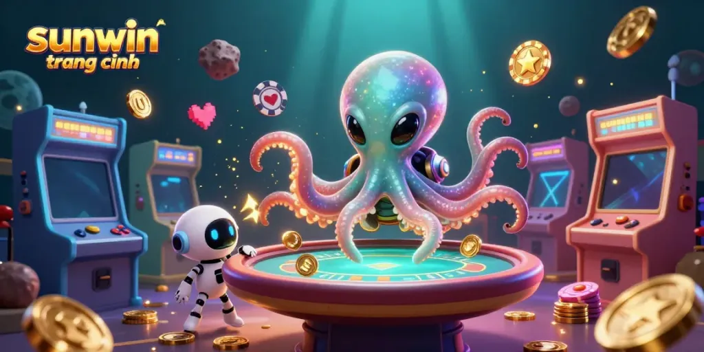 Engage with sunwin trang chính through vibrant 3D game elements featuring unique characters and casino themes.