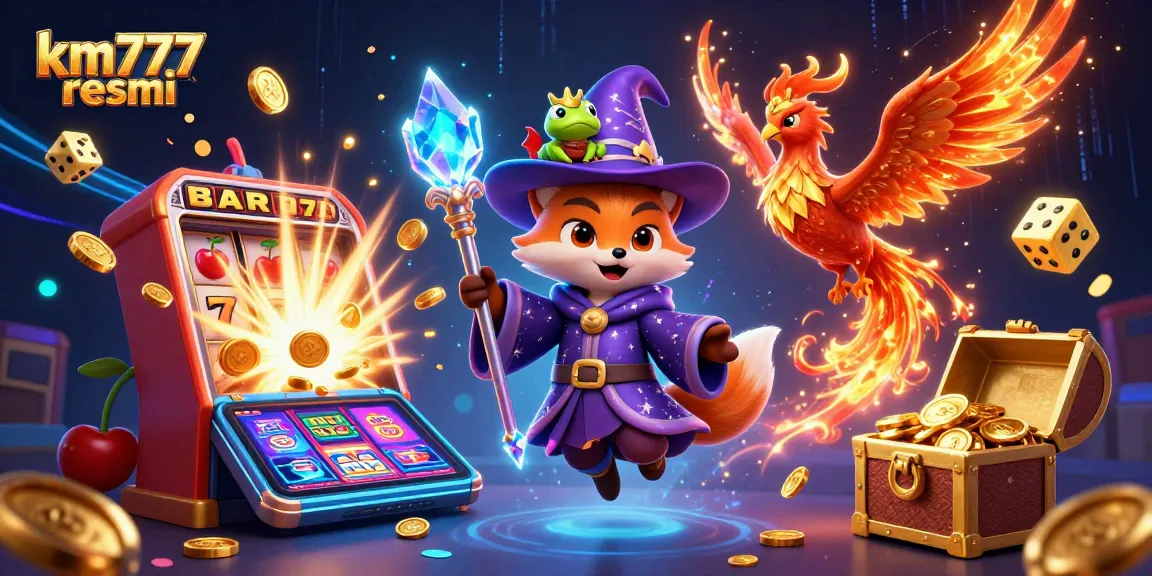 Win big at km777 resmi with a magical scene of slots, fire, and sparkling treasures.