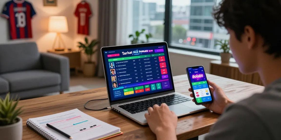 Exciting Taruhan Mix Parlay Bola88 scene with a player engaging in online betting.