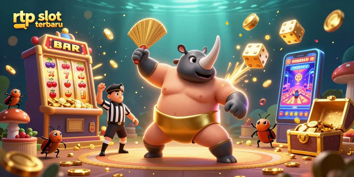 Experience the thrill of rtp slot terbaru with a vibrant 3D casino scene featuring a beetle champion and dynamic jackpot!