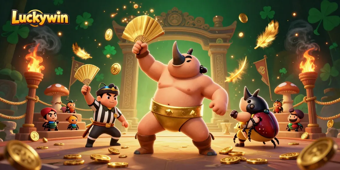 Experience the thrill of Luckywin as the champion beetle stomps, coins fly, and the crowd cheers!
