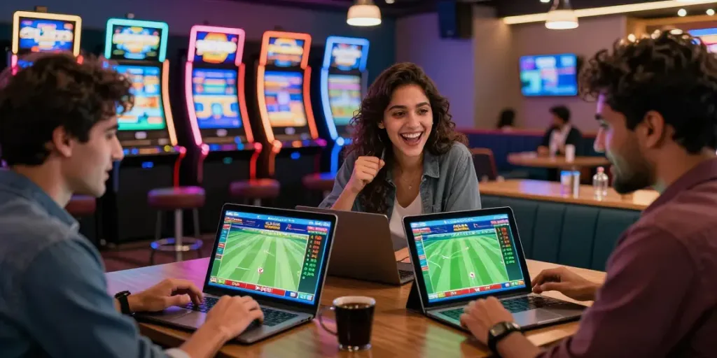 Engaged users betting on cricket and football at lotus365, showcasing excitement and interaction.