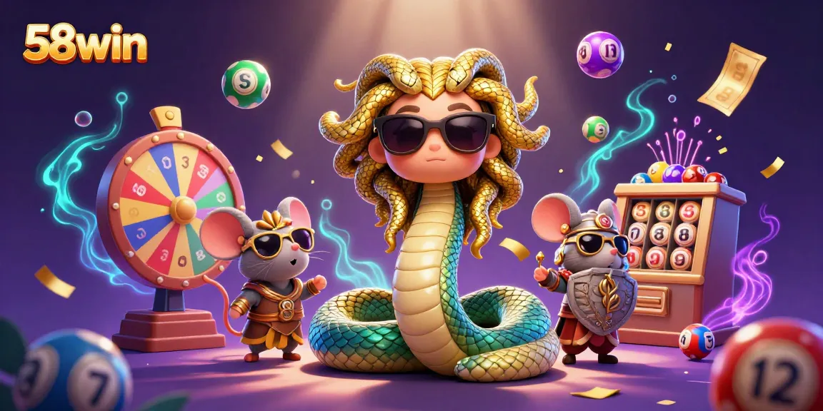 Engage in exciting gaming with 58win's vibrant lottery scene filled with dynamic animations.