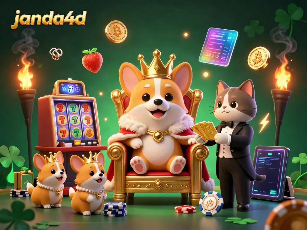 Gambarkan aksi slot online di JANDA4D dengan simbol keberuntungan dan elemen menarik lainnya.
