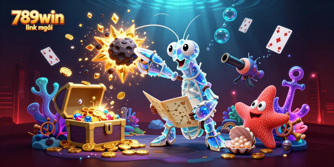Experience thrilling play at 789win link mới with vibrant gems and casino action in a stunning aquatic scene.