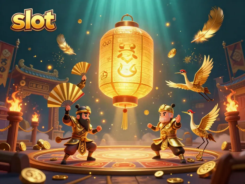 Mainkan slot dengan simbol keberuntungan di ilustrasi kasino malam yang cantik.