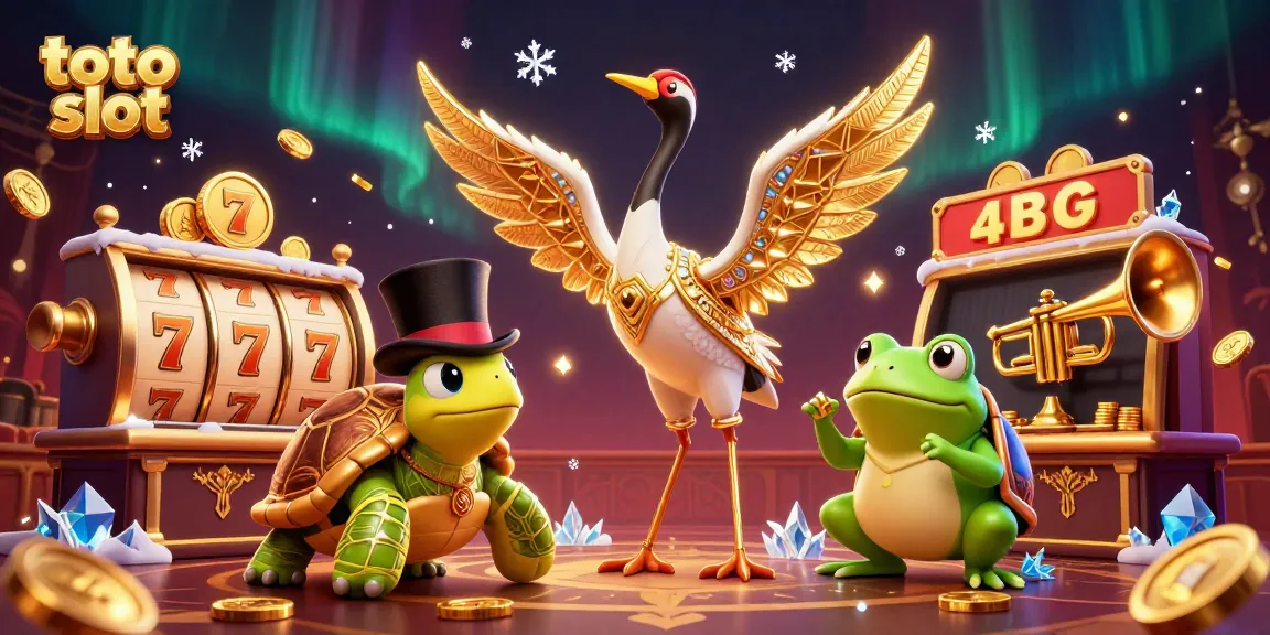 Spin the exciting toto slot with vibrant characters, spinning reels, and golden coins falling.