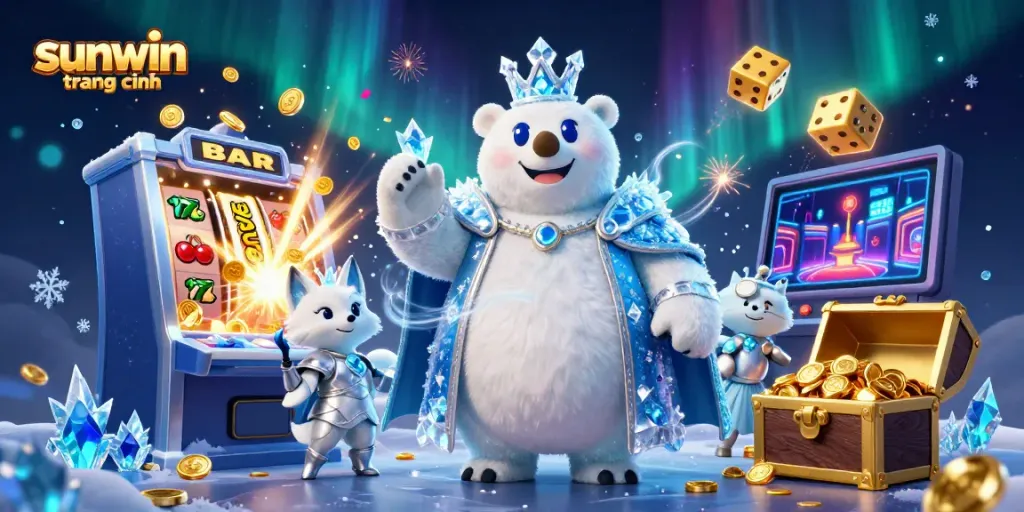 Experience thrilling wins at sunwin trang chính with a 3D polar bear and captivating casino elements.