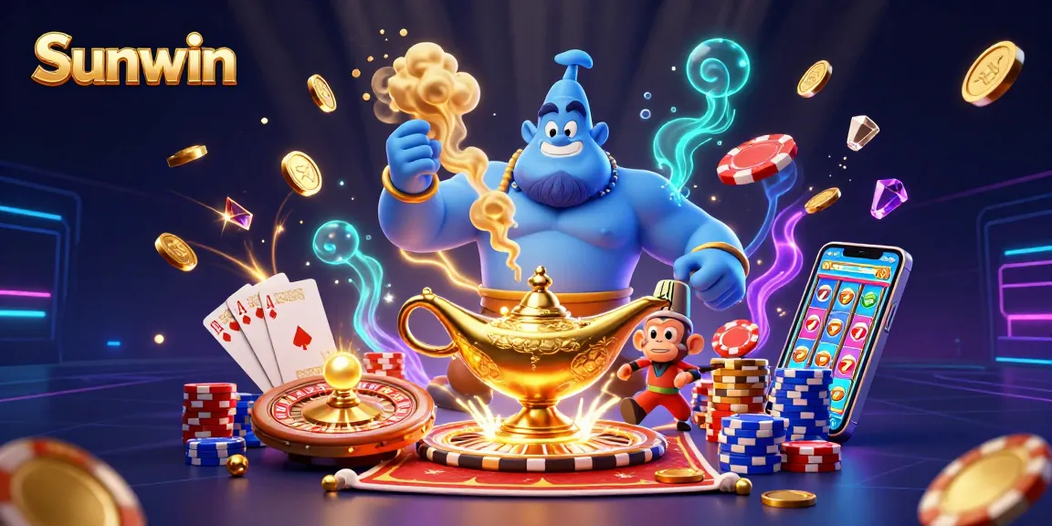 Experience thrilling gameplay at Sunwin with magical elements, gold coins, and vibrant casino action.