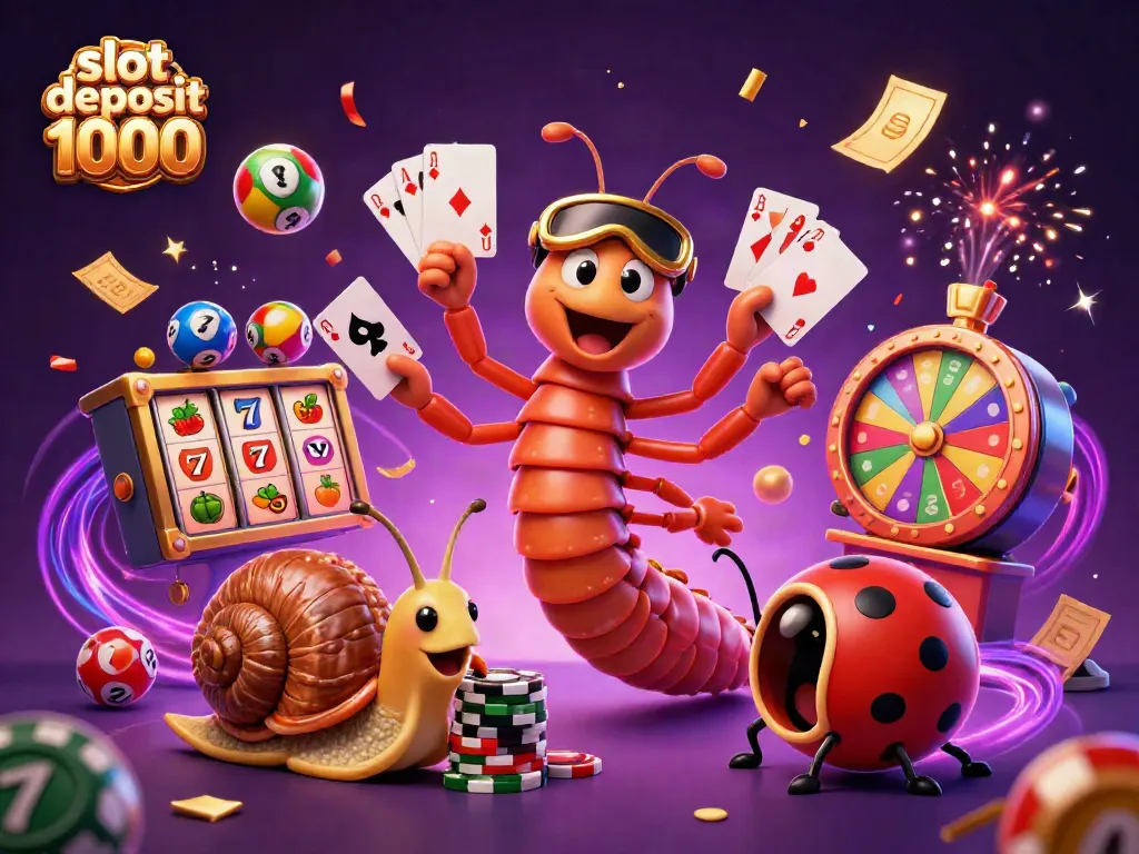 Spin and win with exciting visuals for slot deposit 1000 in this vibrant casino scene.