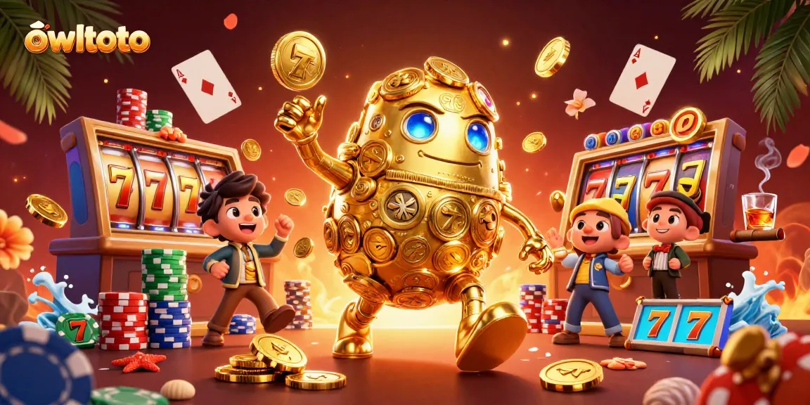 Experience thrilling spins with owltoto's vibrant slot adventure featuring golden golem and poker elements.