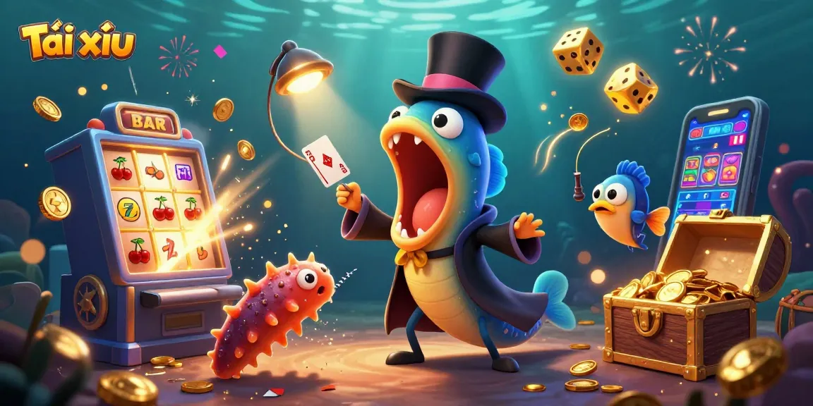 Tài xỉu game features a bioluminescent eel performing tricks surrounded by casino elements.