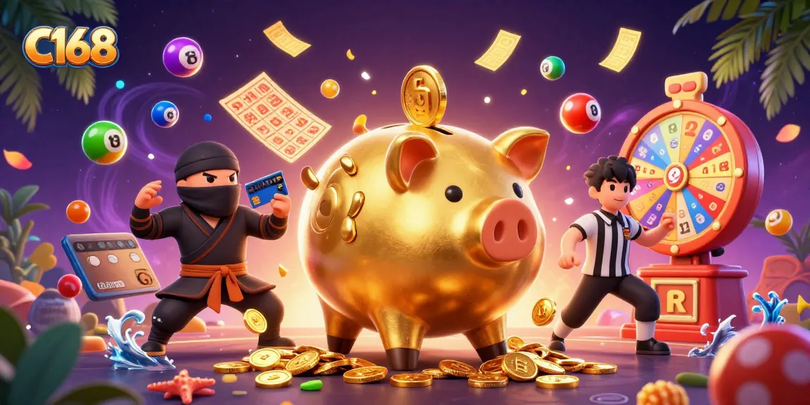 Experience C168's vibrant gaming world with lively characters and dynamic casino elements.