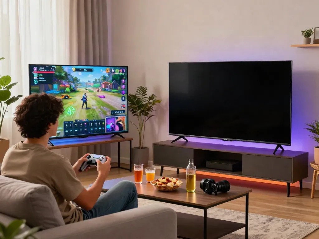 Gamer menikmati pengalaman bermain Toto dengan nyaman di ruang tamu.