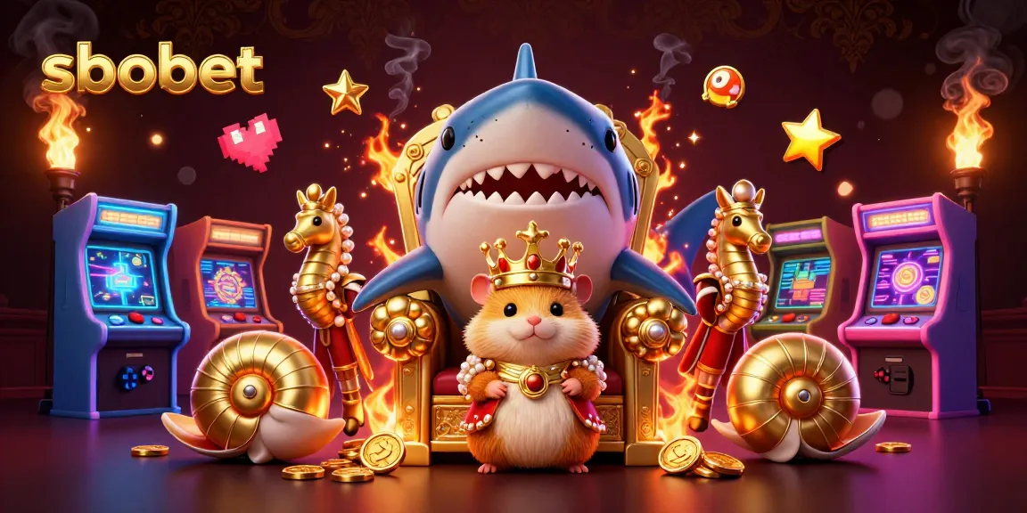 SBOBET combines fun and excitement in a vibrant 3D casino scene depicting a golden hamster king.