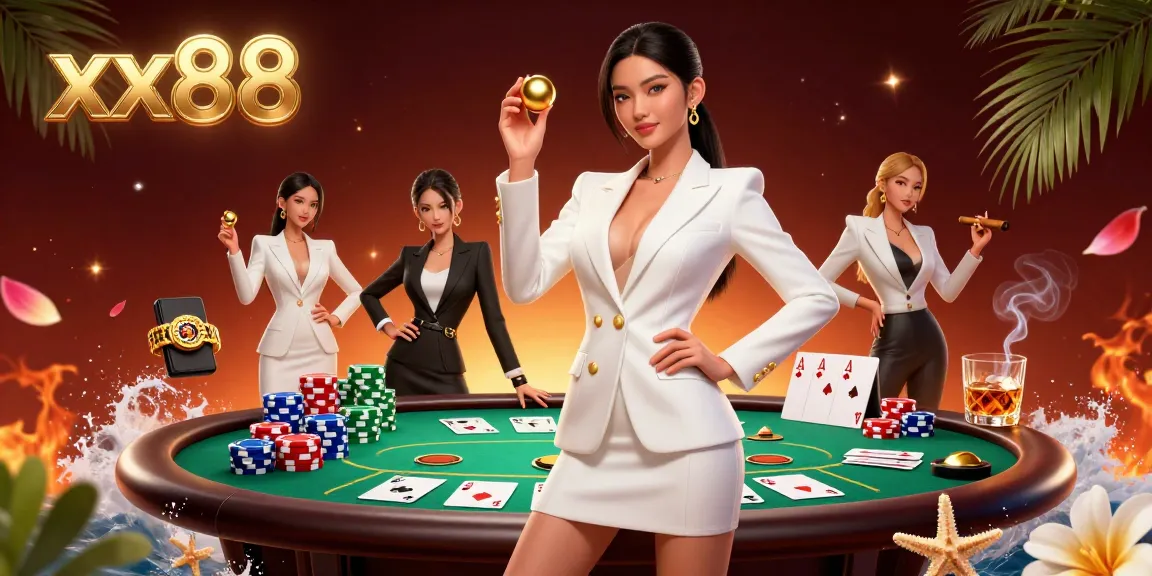 Engage with xx88's lively casino atmosphere and dynamic gameplay elements in this vibrant digital art.
