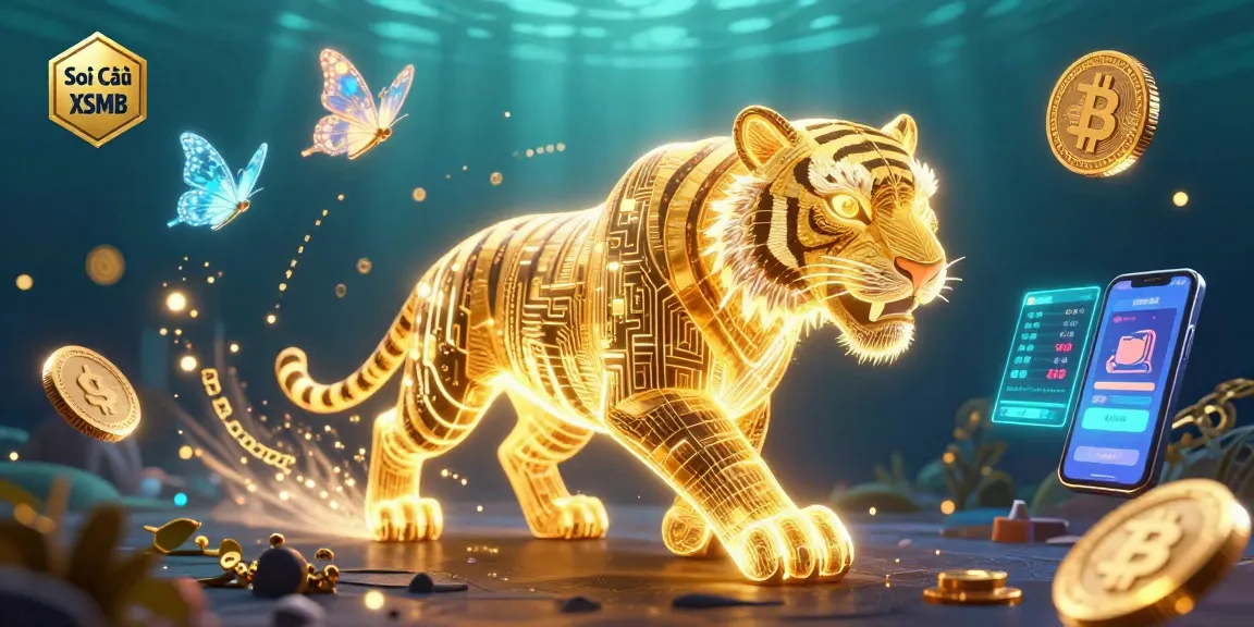 Engage with Soi Cầu XSMB through vibrant digital casino visuals featuring a golden tiger and holographic elements.