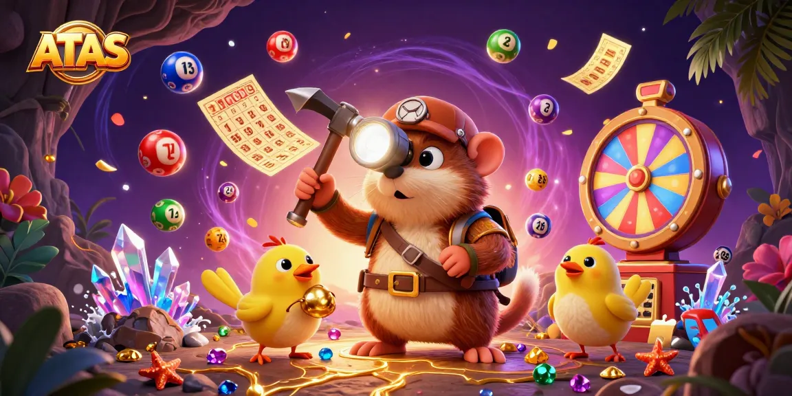 Engage with the excitement of ATAS as a treasure hunter uncovers gems in an animated casino scene.