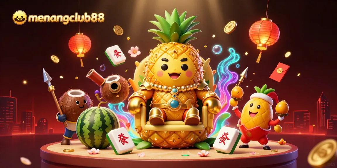 Join the excitement at menangclub88 with playful 3D characters in a vibrant casino scene.
