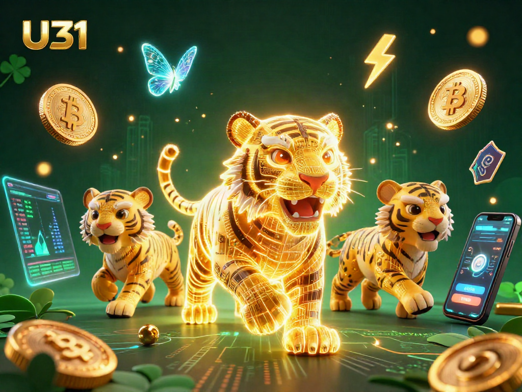 Experience U31 gaming with a vibrant 3D casino scene highlighting cryptocurrency elements.
