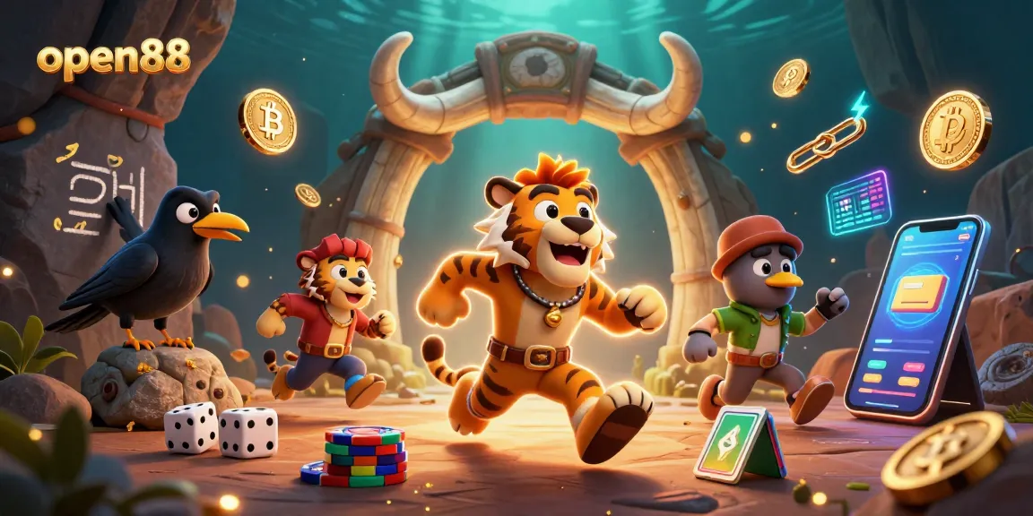 Experience thrilling games at open88 with vibrant crypto casino visuals and unique characters.