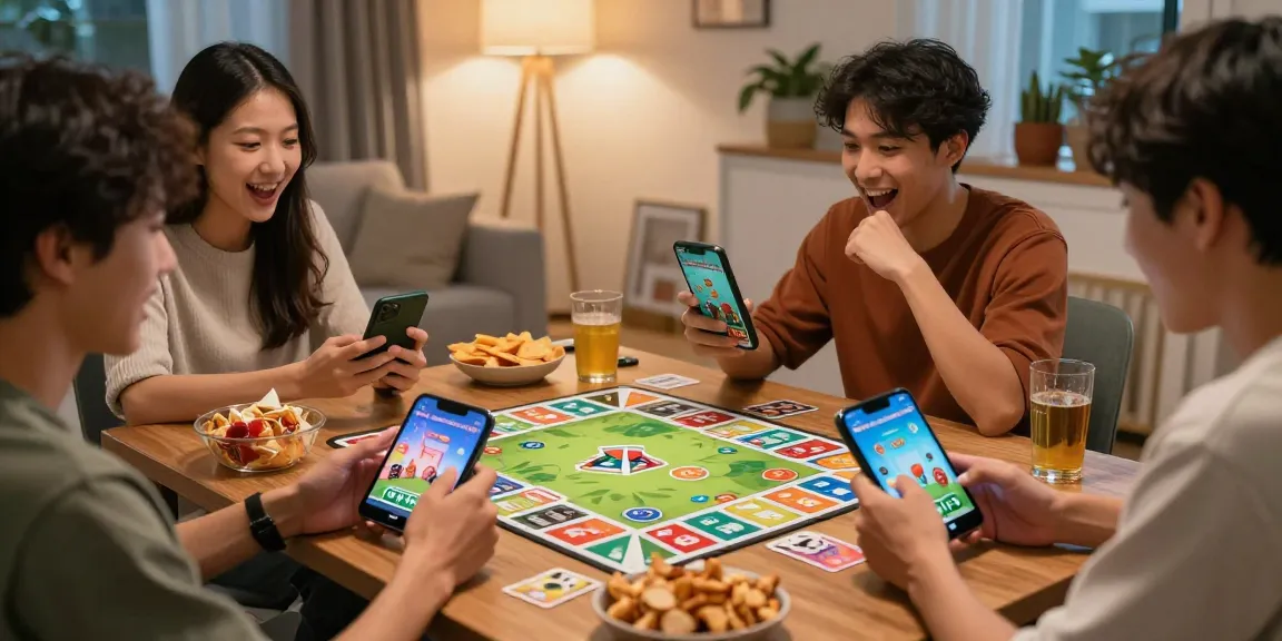 Play rummy online with friends in a cozy living room, showcasing vibrant game screens and joyful interactions.