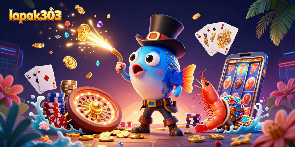 Spin and win with lapak303 in this vibrant 3D casino illustration, showcasing thrilling gaming adventures.