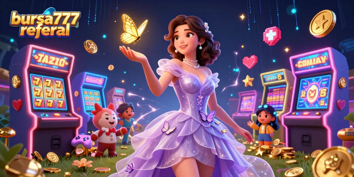 Experience the thrill of bursa777 referal in a vibrant online casino scene featuring slot reels and golden butterflies.