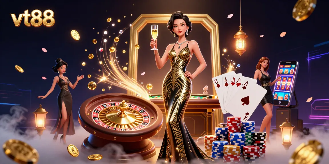 Spin winning roulette and enjoy with vt88’s vibrant casino experience, featuring luxurious characters and gaming elements.