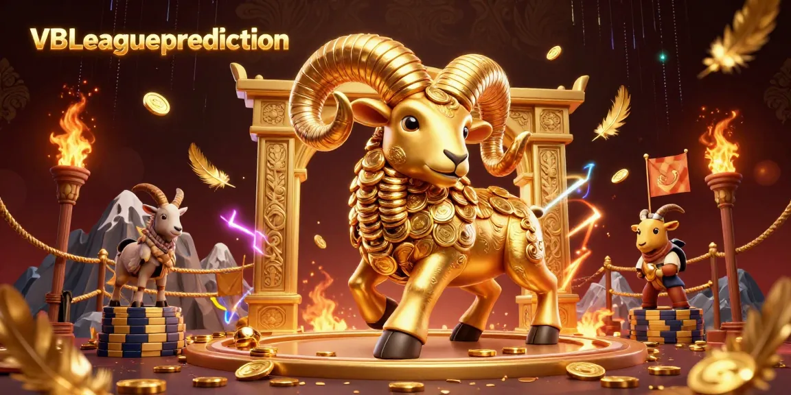 Join the action of VBLeagueprediction with a dynamic sports betting illustration featuring a golden ram and energetic atmosphere.