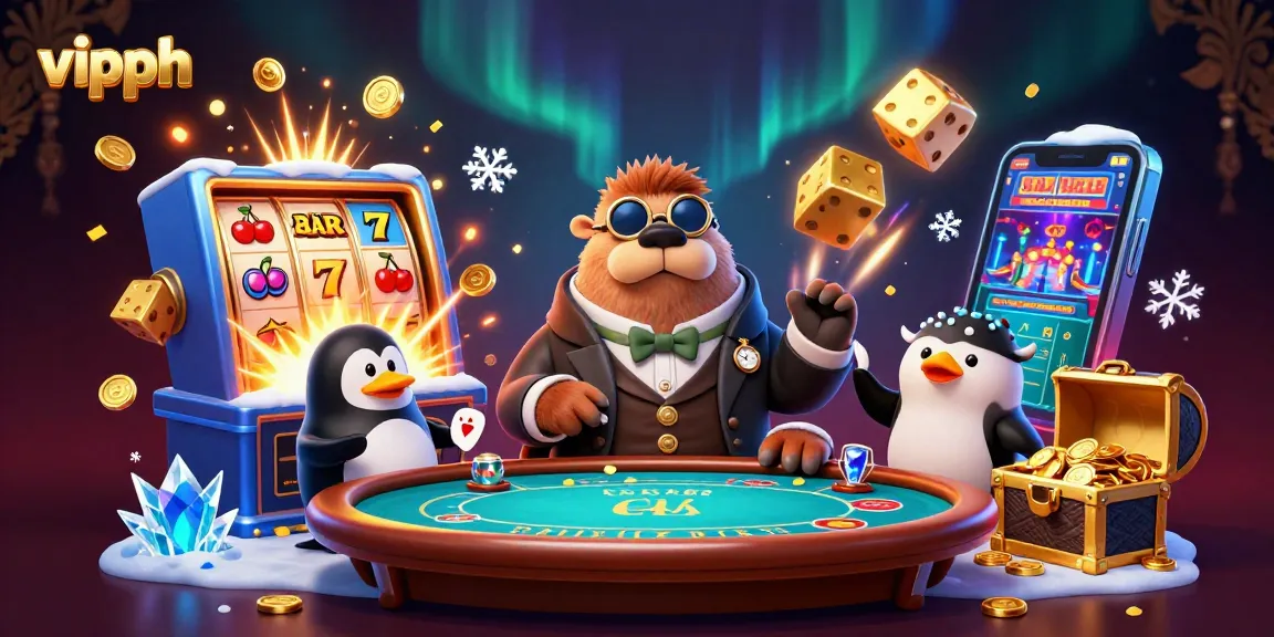 Experience thrilling gameplay with vipph at a dynamic poker table featuring lively cartoon characters and exciting casino elements.