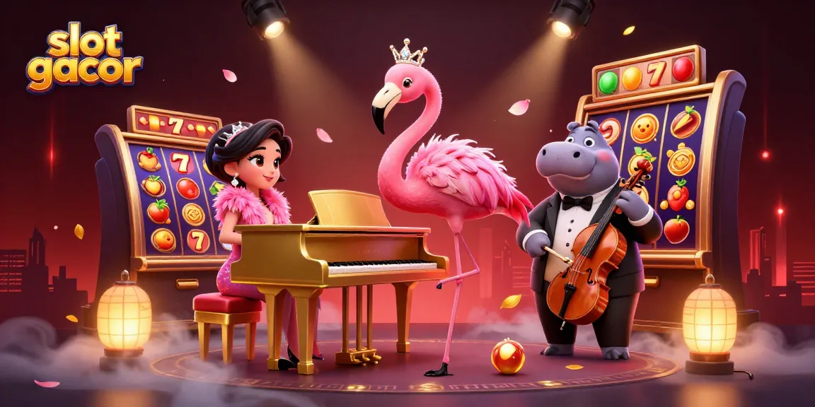 Experience the thrill of slot gacor with vibrant casino characters amid winning slots and jackpot excitement.