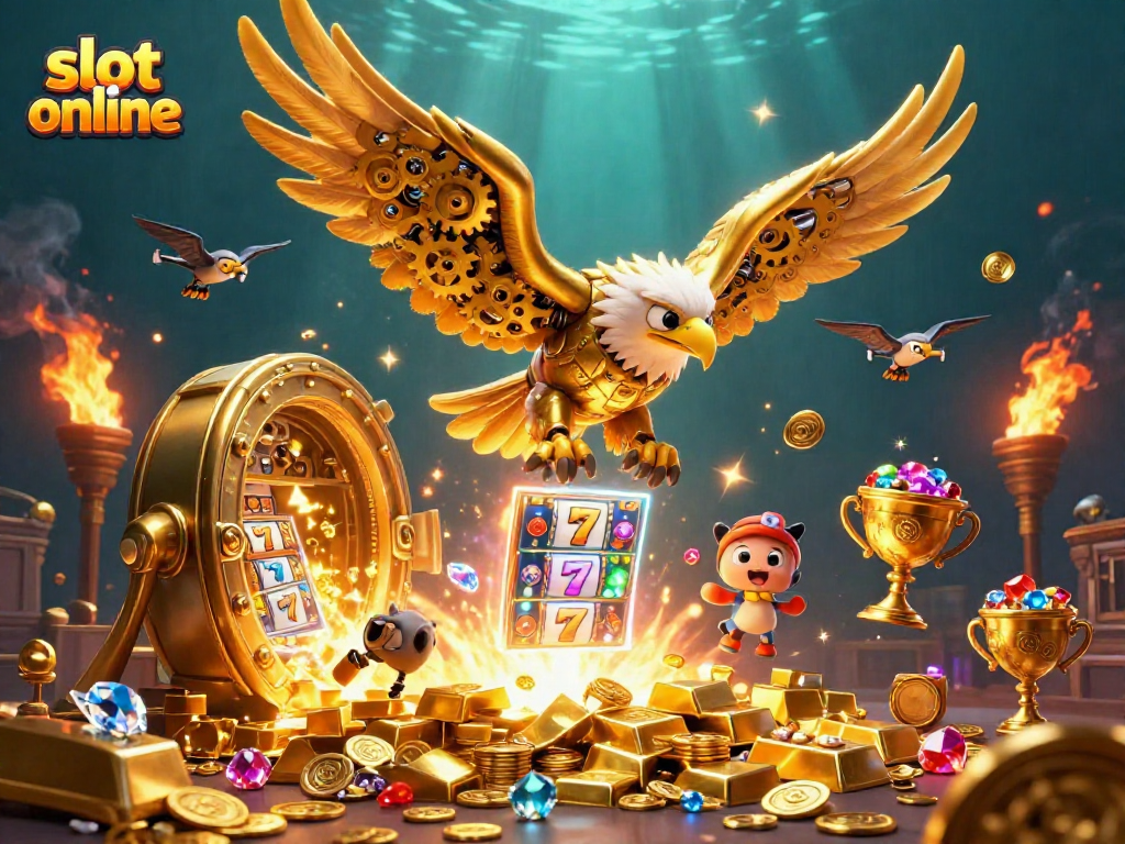 Menangkan slot online dengan simbol keberuntungan dan harta karun dalam ilustrasi 3D yang memukau.