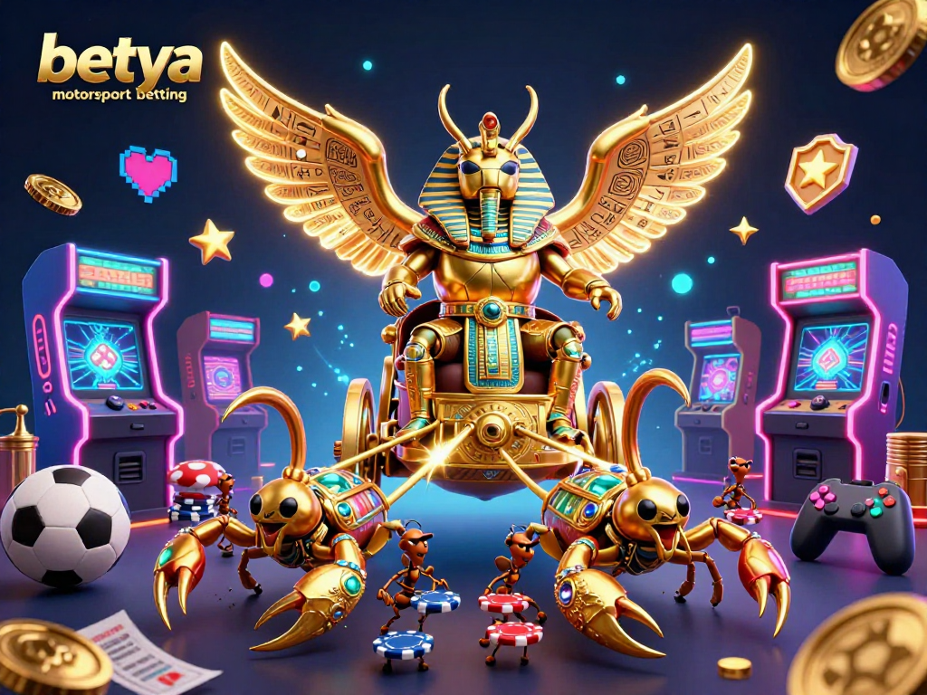 Experience betya motorsport betting excitement with a vibrant, dynamic scene featuring themed characters and game elements.