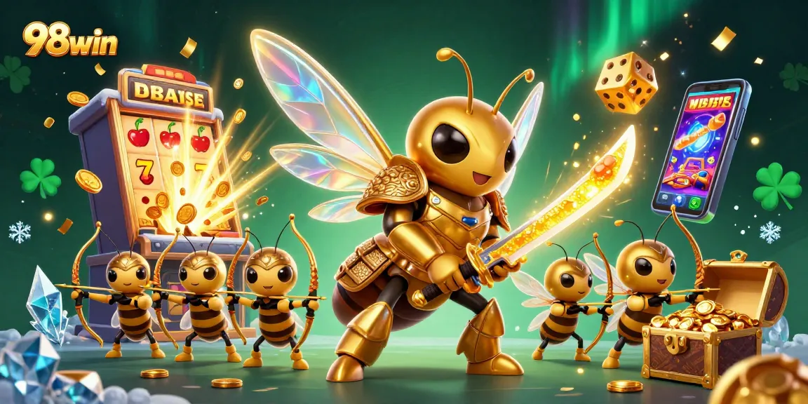 Experience thrilling jackpots at 98win with vibrant game elements and dynamic 3D illustrations.