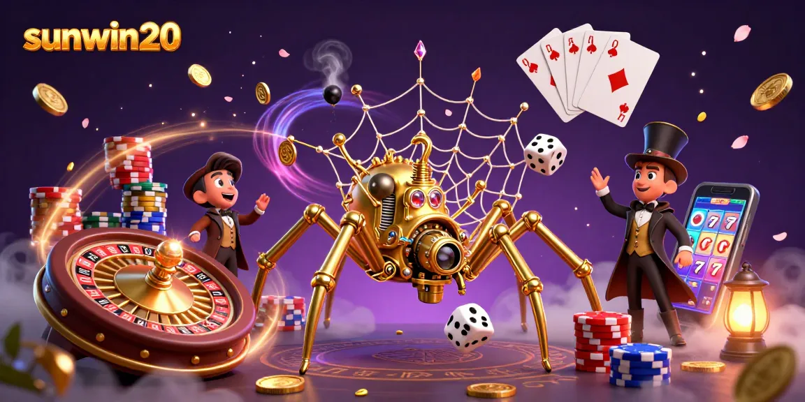 Play lucrative games at sunwin20 with golden coins and vibrant casino elements.