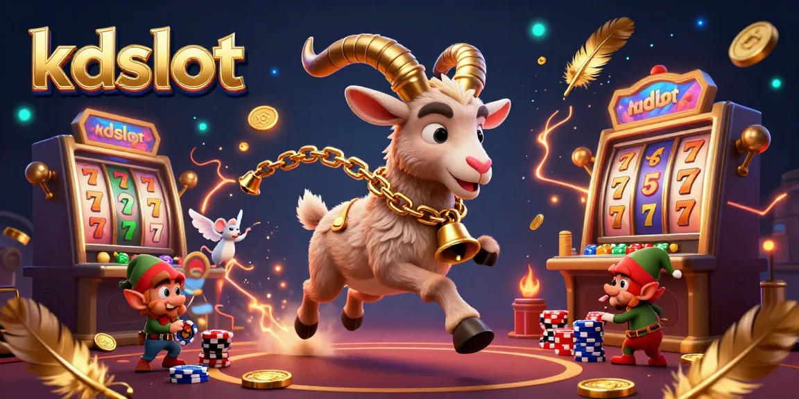 Experience thrilling action at kdslot's festive casino, as naughty gremlins steal poker chips while players spin slots.