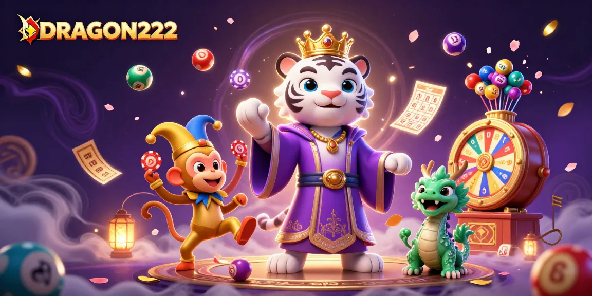 Experience the thrill of DRAGON222 with a dynamic scene featuring a whimsical tiger and interactive gaming elements.