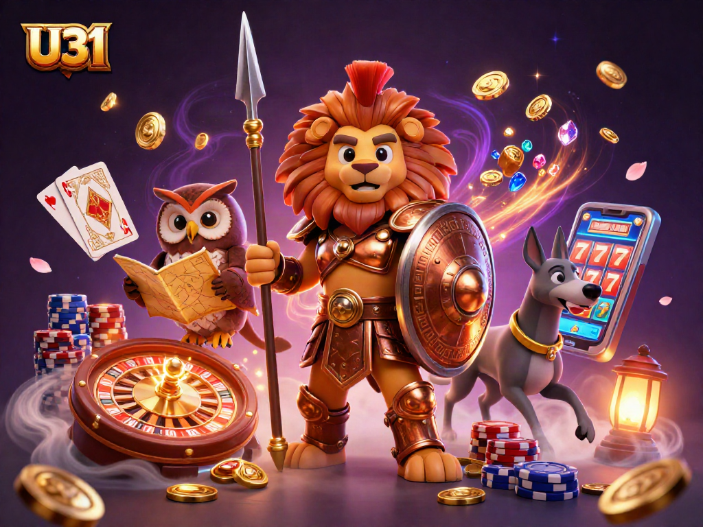 Experience excitement with U31’s dynamic games and rewards in a captivating 3D casino scene.