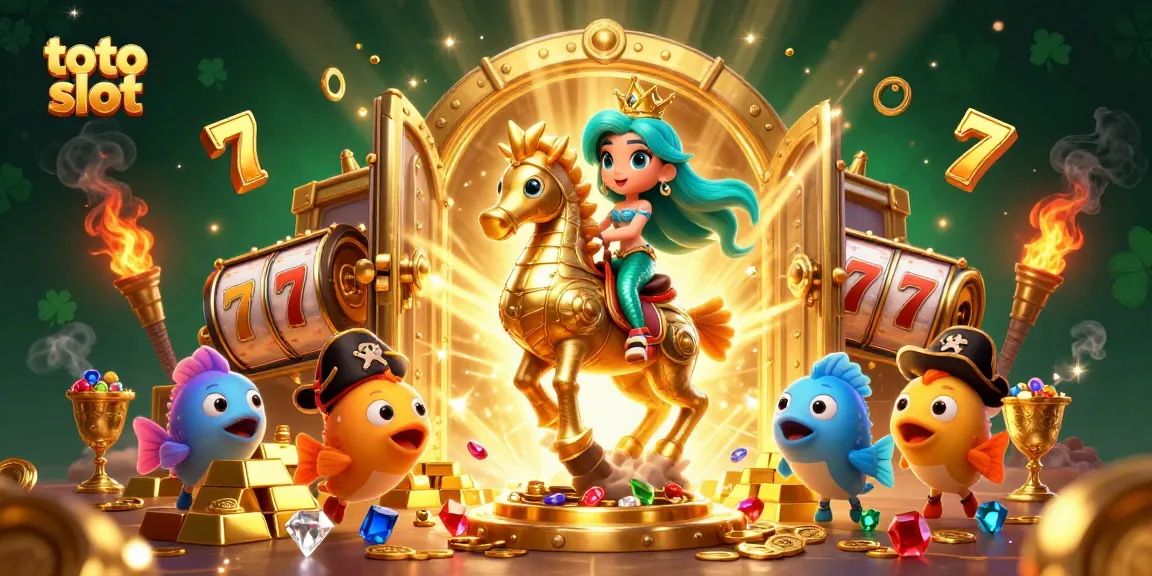 Experience thrilling action with "toto slot" as a mermaid princess rides a seahorse amid treasures.