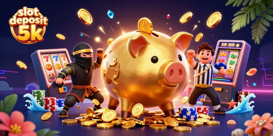 Spin the reels and win with slot deposit 5k at our colorful casino illustration featuring vibrant characters.