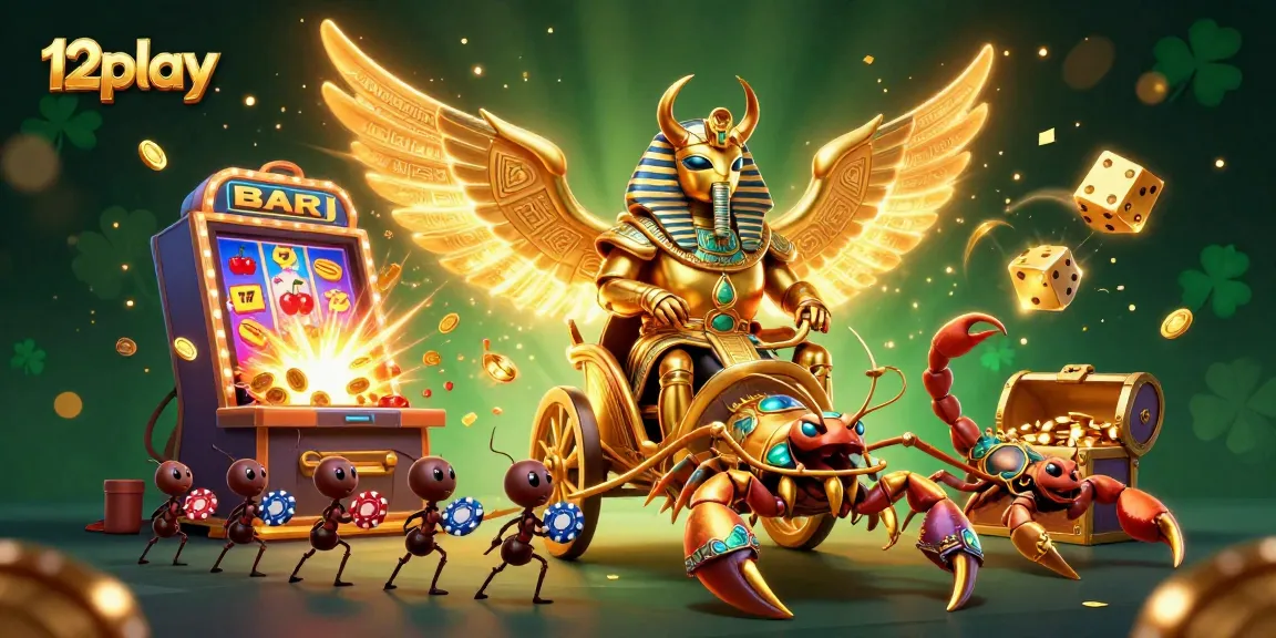 Experience thrilling action at 12play casino with slot machines, vibrant games, and lucky symbols.