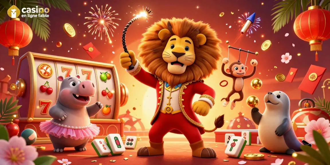 Entrez dans le monde passionnant du casino en ligne fiable à travers cette illustration vibrante sur le thème du cirque.